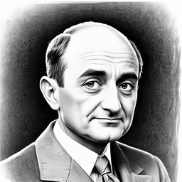 a pencil drawing of a man with a suit on