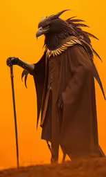 a large bird standing on top of a field