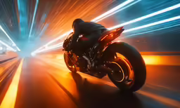 a man riding a motorcycle in a tunnel