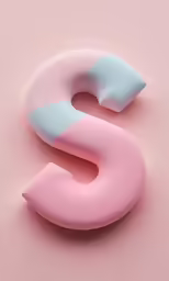 a donut in pink and blue with the letter s