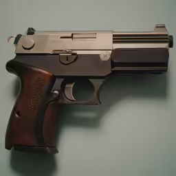an old gun that is sitting on a wall