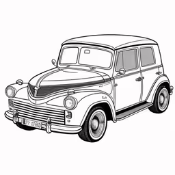 a cartoon style old car that looks like a woody the little bus from cars coloring page,a car for coloring, but with the hood down