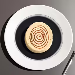 a small cracker sits on a plate next to some silverware
