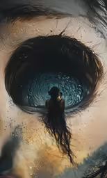 the human eye and background are shown with stars