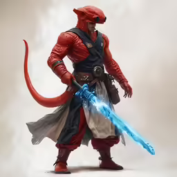 a man dressed in devil costume holding a glowing object