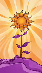 the sunflower is lit up on a cloudy day