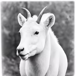 a goat is looking straight ahead in the wild