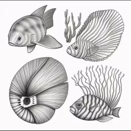 the three fishes in this drawing are similar to sea creatures