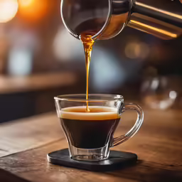 a glass mug that is on top of a table