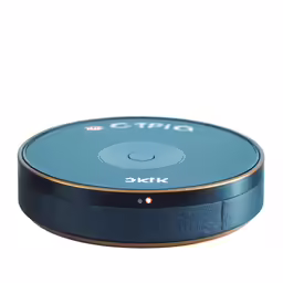 a blue sony circular device sitting on top of a table