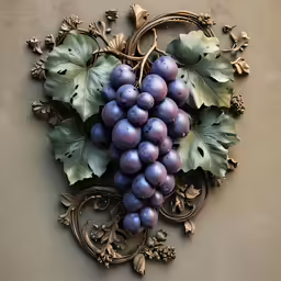 decorative metal wall art with a bunch of grapes