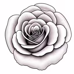 a black and white drawing of a rose,a single flowered rose drawing with black ink,a black and white drawing of a rose,a flower drawn in pencil with a single point of view,a drawing of a black and white rose on a white background