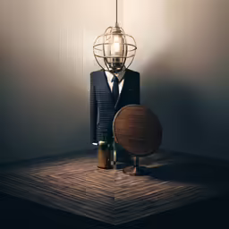 a wooden chair sitting on top of a table