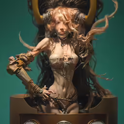 a very attractive statue holding some kind of clock