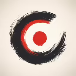 a white, black, and red design on a wall