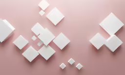 several square and rectangular shapes on pink background