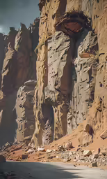 a group of rocks with animals in the middle