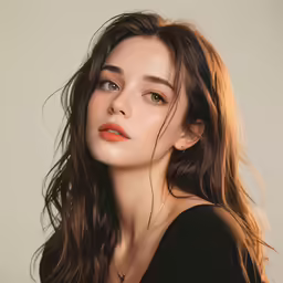 a woman is wearing an orange lip