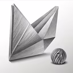 the black and white rendering of a origami structure