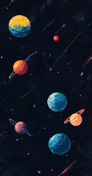 multiple planets are seen from above in this digital drawing