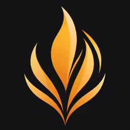the abstract logo of a flame in yellow