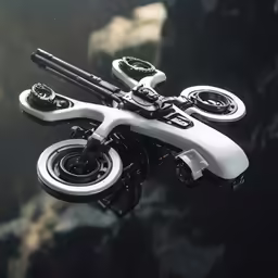 the white motorcycle with three wheels and a handlebars
