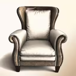 a white chair with an arm rests with two legs