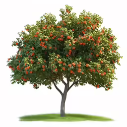 a small tree with fruits on it in the grass