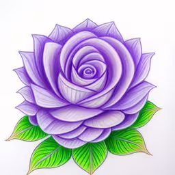 drawing with colored pencils how to draw a realistic flower with colored pencils,a colorful drawing of a purple rose with green leaves,the flower is purple and green, and it is shown,a drawing of a purple flower with green leaves,drawing flowers, this is a simple pencil drawing