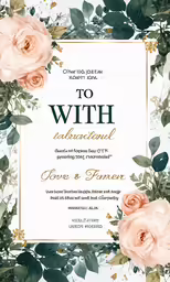 a pink rose themed wedding card