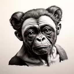 the face of a monkey is drawn by hand