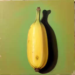 a banana sitting on top of a green wall