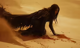 a person that is laying down in the sand