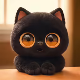 the cat has big yellow eyes and brown ears