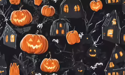 lots of pumpkins hanging from the ceiling