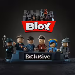 several lego figurines sit on a display box