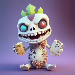 a little white toy is posed with a box and scissors