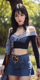 the attractive asian model has a big cleavage and dark hair