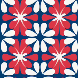 a colorful tile design with red, white and blue