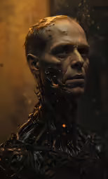a close up of a person wearing barbed around their face