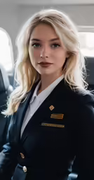 a woman is in a plane with her arms on the waist