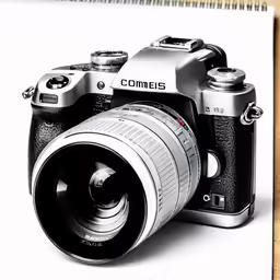 the camera with its lens in front of it