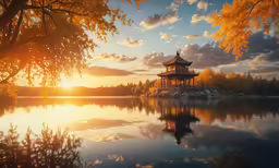 a beautiful photo with the sun setting over water