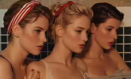 three beautiful women standing near each other