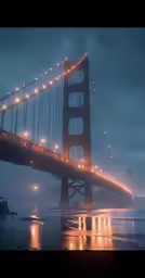 a view of the golden gate bridge at night