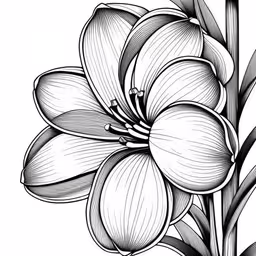 a bunch of flowers that are on a branch,a flower that is very pretty and black and white
