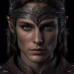 a woman in a costume and an intricate headpiece