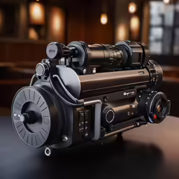 a camera with a focus and lens setup