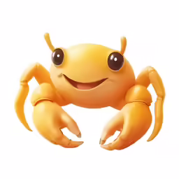 an orange cartoon crab with eyes and a smile