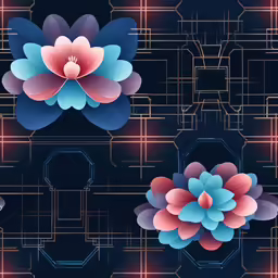 a large flower with pink and blue petals